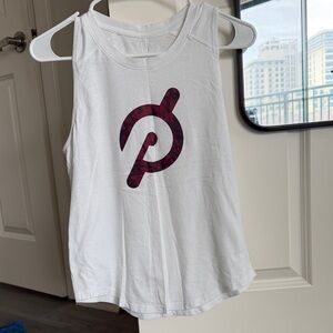 Peloton White Tank Top with Maroon Logo
